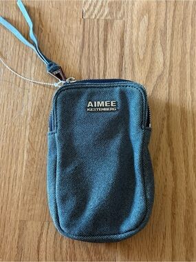 Aimee Kestenberg Denim Blue Leather Crossbody Bag Phone Bag Card Slots Vintage